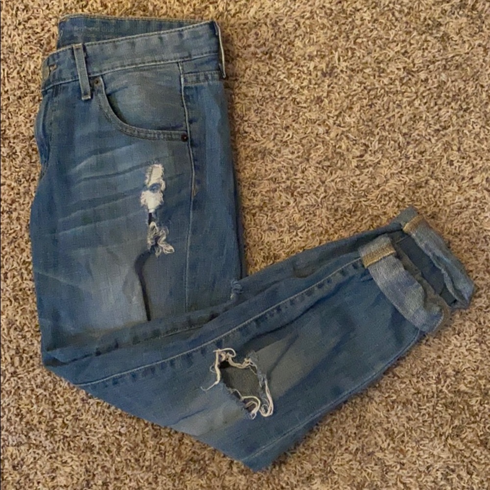 Crop Boyfriend Ripped Jeans